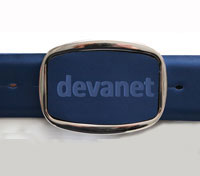 Devanet plate buckle wit leather patch embossed